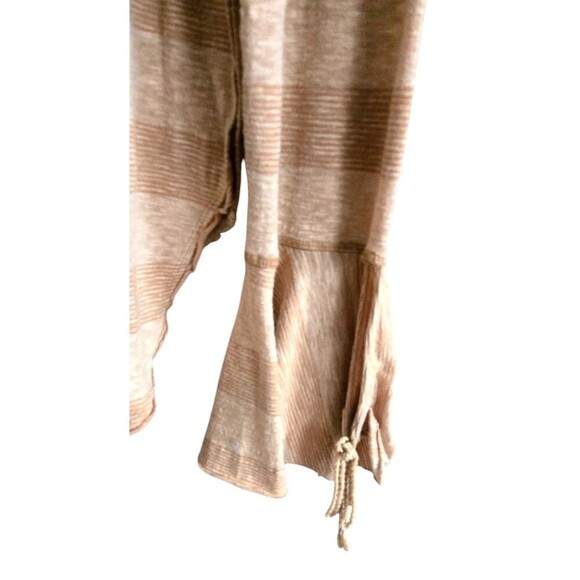 Free People Blouse Womens Large Tan Striped Long Sleeve Flare Cuff Prairie Boho - Picture 6 of 8
